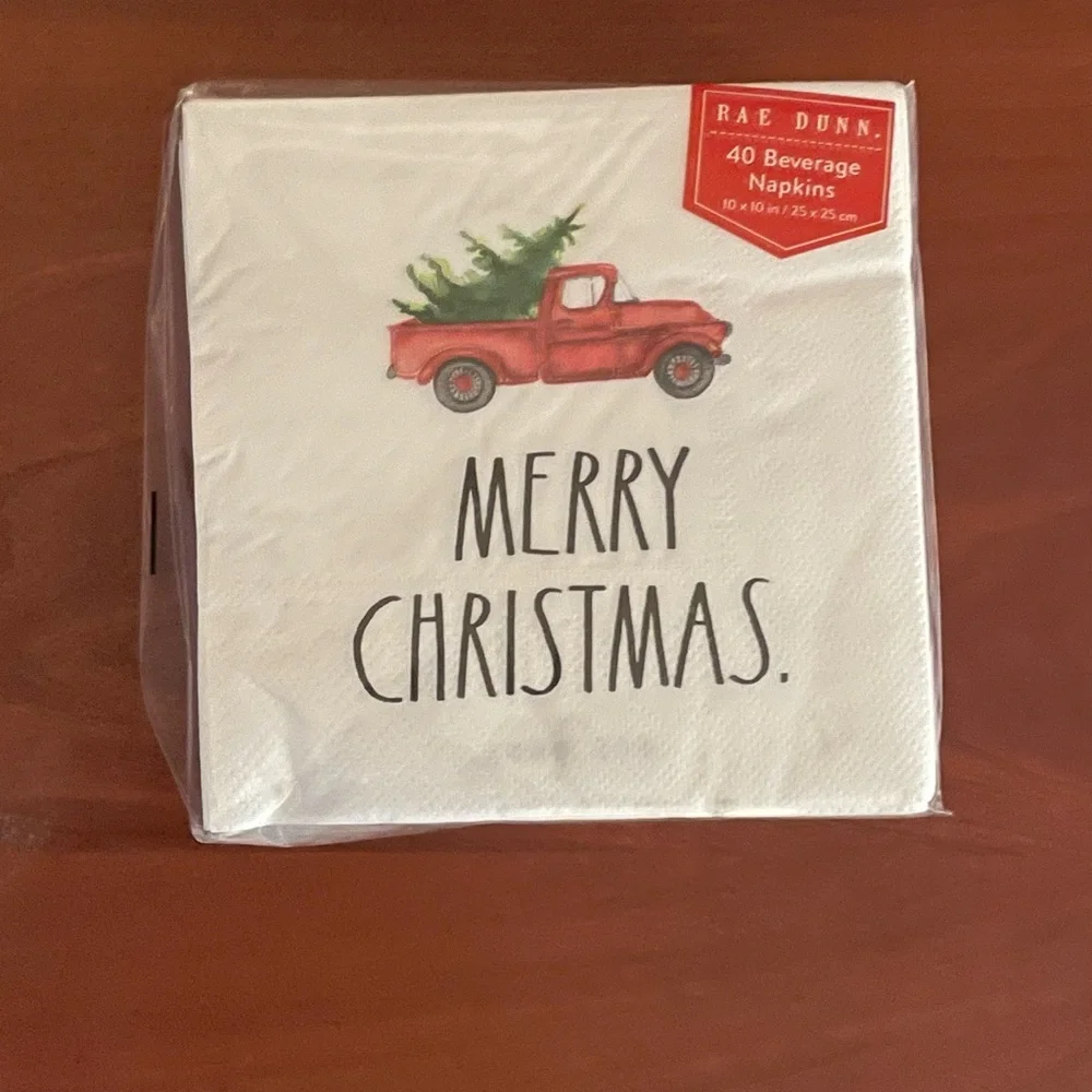 Rae Dunn Christmas Napkins with Red Truck